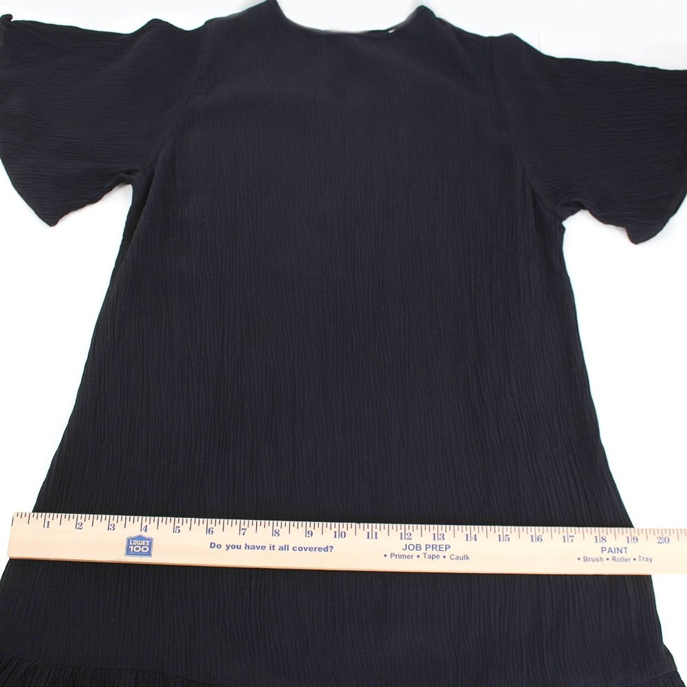 Rue Stiic Crinkle Textured Mini Dress Flutter Sleeve Keyhole Tie Black Small - Picture 12 of 16